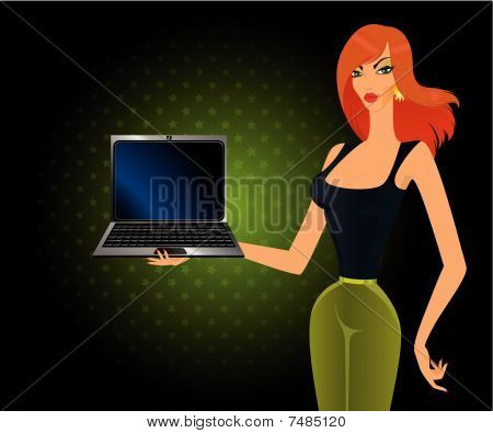woman showing notebook