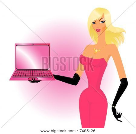woman showing notebook