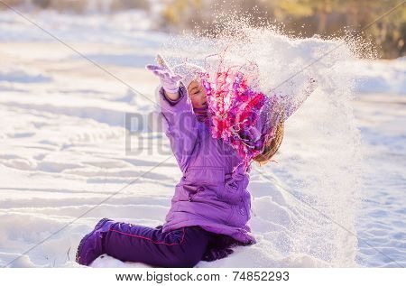 Happy Girl In Winter Park
