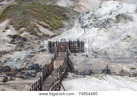 Jigokudani Hell Valley In Noboribetsu, Hokkaido, Japan
