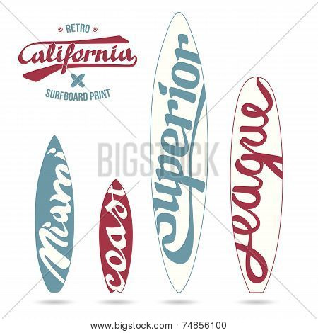 Retro Vintage Print Letterings For Surfboards