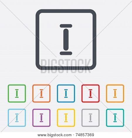 Roman numeral one icon. Roman number one sign.