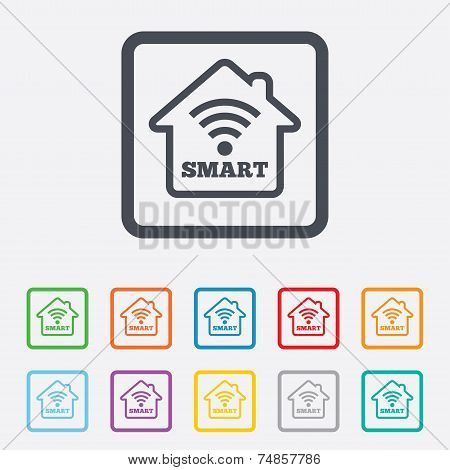 Smart home sign icon. Smart house button.