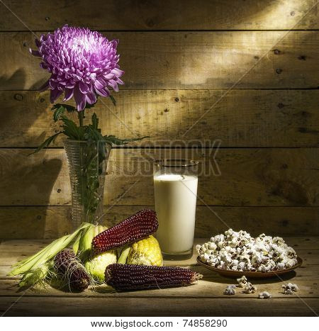 Autumn still life with corn