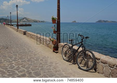 Mountain Bike on Petra Seafront Lesvos