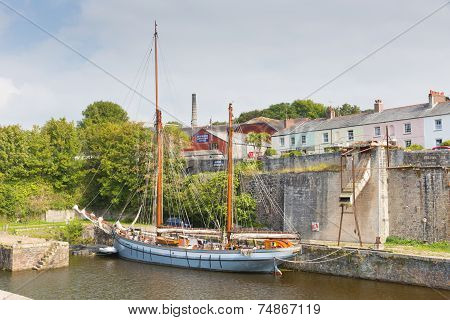 Tall ship Charlestown harbour near St Austell Cornwall England UK in late summer