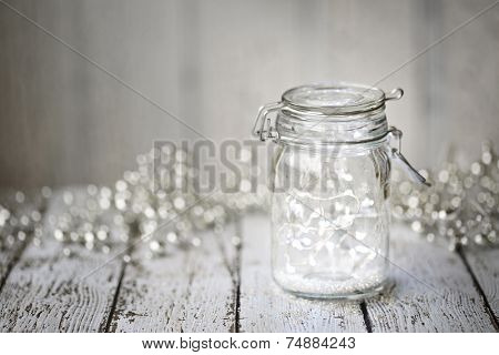 Fairy lights in a jar