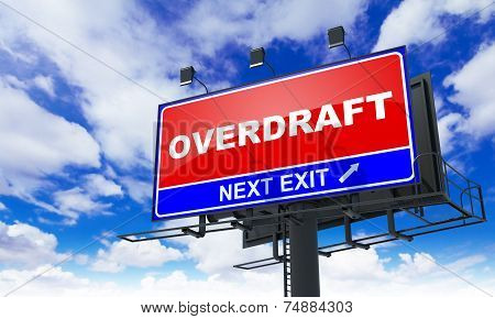 Overdraft Inscription on Red Billboard.