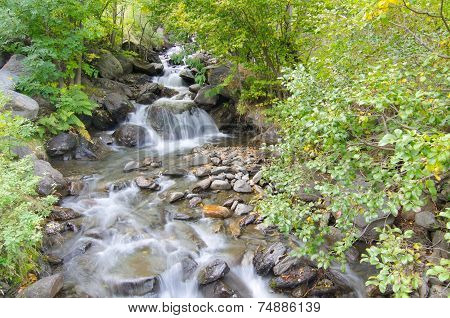 Long Exposure Stream And Waterfalls In Andorra