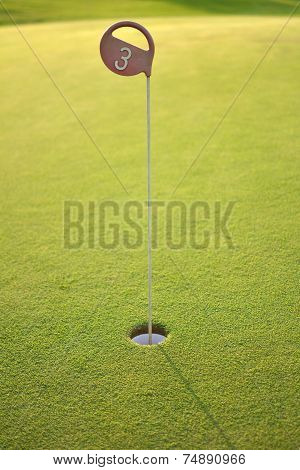 Golf hole with blurred background