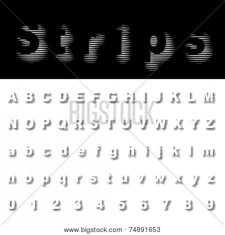 vector dimly stripped halftone alphabet 