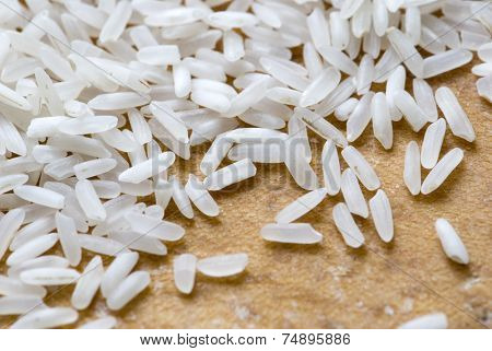 Macro, white rice in background