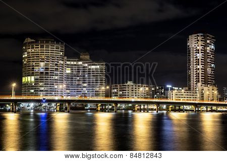 view of Southport and the G:Link passing over Gold Coast Highway