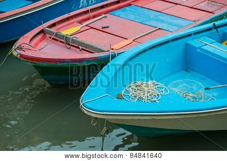 Hong Kong-march 12: Traditional Fishing Trawler In The Aberdeen Bay. Famous Floating Village