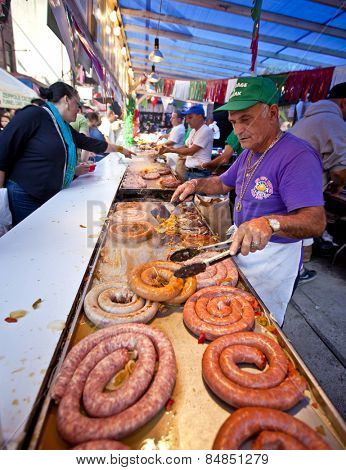 NEW YORK, NY - SEPT 22: Little Italy on Mulberry St. during the Feast Of San Gennaro on September 22, 2013 in New York City. 