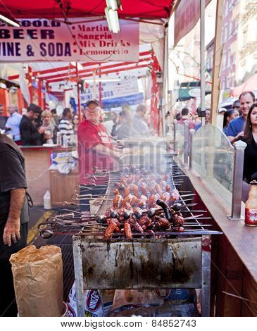 NEW YORK, NY - SEPT 22: Little Italy on Mulberry St. during the Feast Of San Gennaro on September 22, 2013 in New York City.