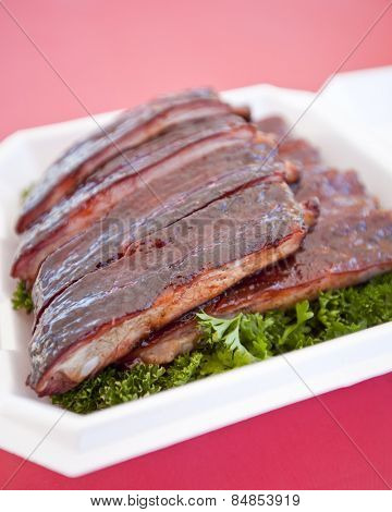 Fresh bbq ribs in a box