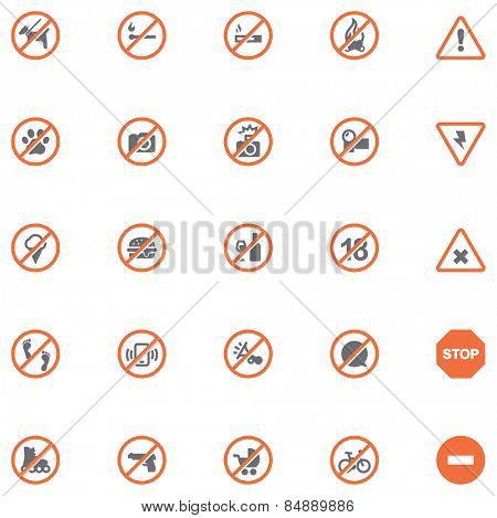 Set of the prohibition related icons