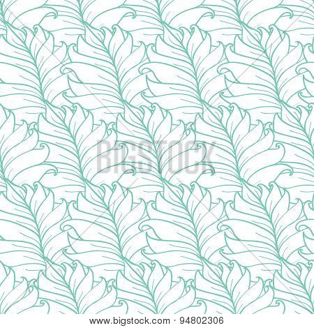 Vector Green Tropical Leaves Texture Seamless Pattern
