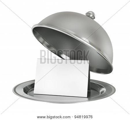 Restaurant Cloche With Paper Template On White Background