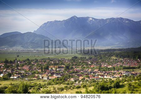 Pale of light. Morning on mountain hills. Holbav