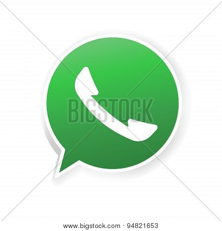 Green phone in speech bubble icon. Design elements. Message, app, communication, business, social. S