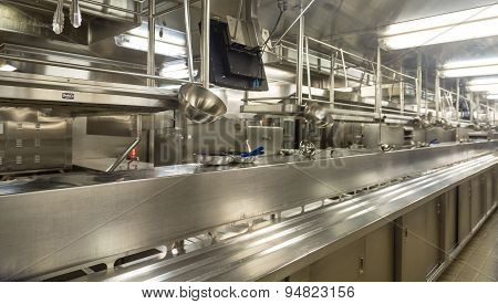 Stainless Steel Equipment In Empty Kitchen