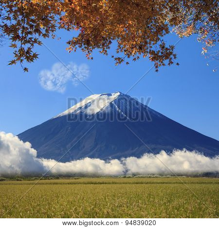 Image Of Sacred Mountain Of Fuji In The Background At Japan