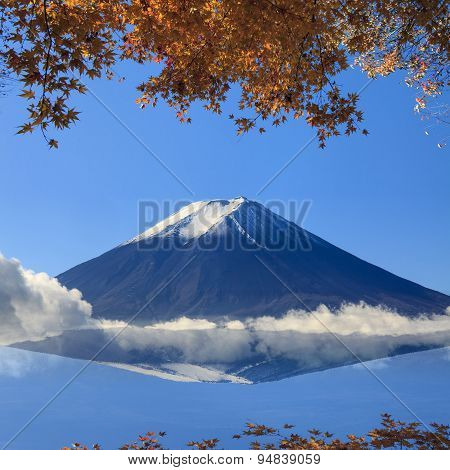 Image Of Sacred Mountain Of Fuji In The Background At Japan