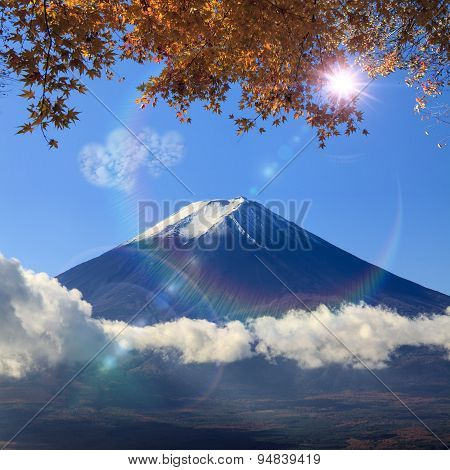 Image Of Sacred Mountain Of Fuji In The Background At Japan