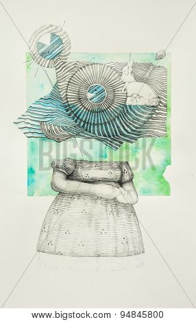 Surreal Hand Drawing, Decorative Artwork
