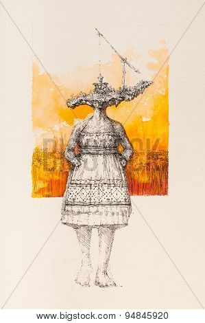 Surreal Hand Drawing, Decorative Artwork