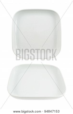 Square shaped empty ceramic plate