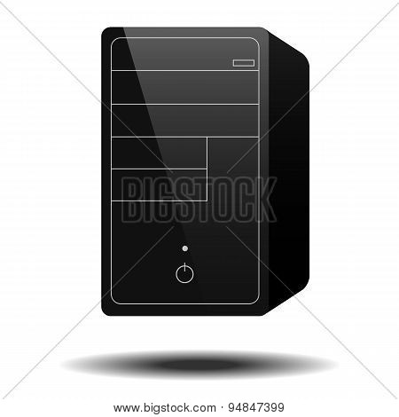 Black plastic computer case icon