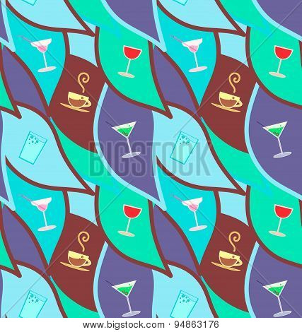 Vector Seamless Pattern With Cocktails