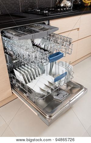 Dishwasher After Cleaning Process.