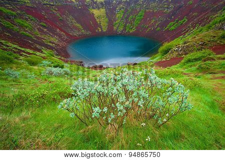 Kerid is crater lake located on South of Iceland.