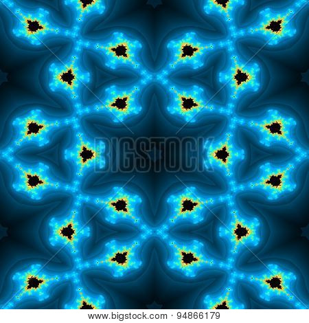 Abstract Blue Fractal With Buttrefly Pattern Made Seamless