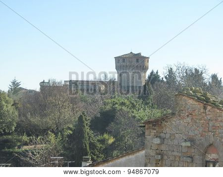Volterra Italian medieval town - view of the Medicean fortess