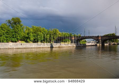 Before Heavy Storm - View On Strelecky Island In Prague