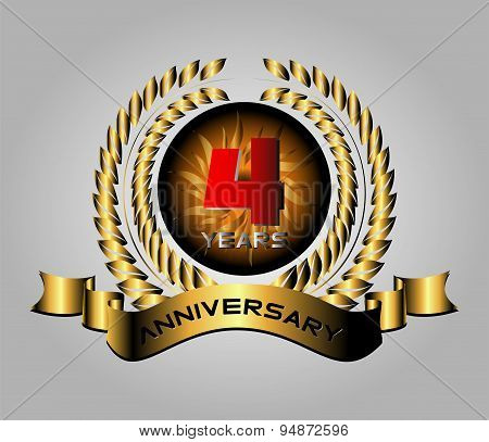 Anniversary with laurel wreath, 4 year