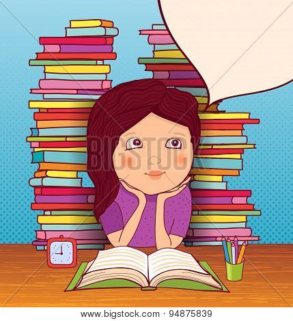 Little girl doing homework.