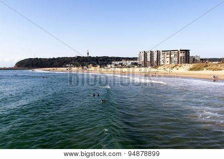 Many People And Surfers On Vetch's Beach In Durban