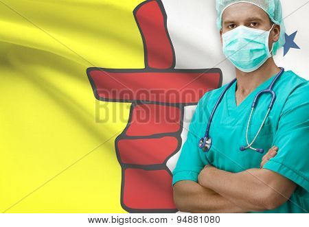 Surgeon With Canadian Province Flag On Background Series - Nunavut