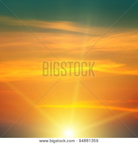 Beautiful Sunrise And Cloudy Sky