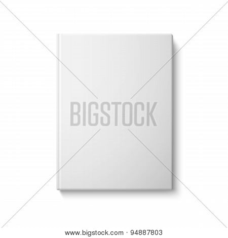 Realistic front blank hardcover book. Isolated on white background. Vector