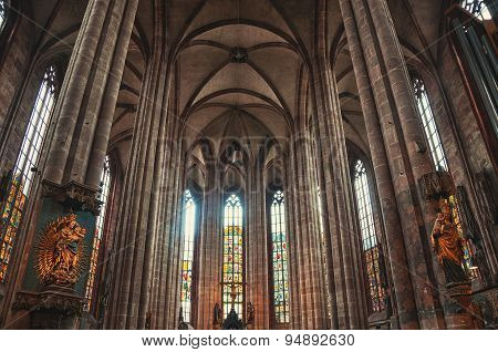 Interior of St. Sebaldus medieval Church in Nuremberg