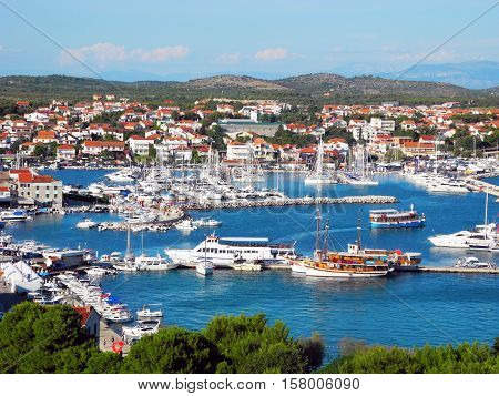 Beautiful landscape of small resort town of Vodice in Croatia.