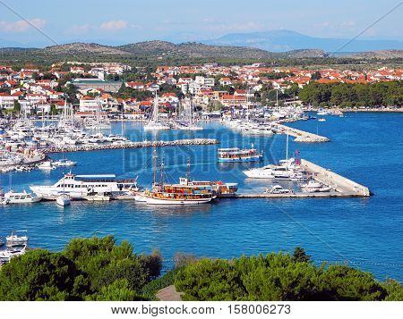 Beautiful landscape of small resort town of Vodice in Croatia.