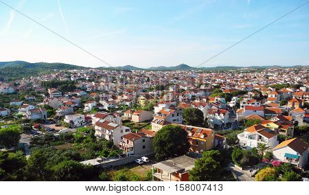 Cityscape of small resort Vodice in Croatia.
